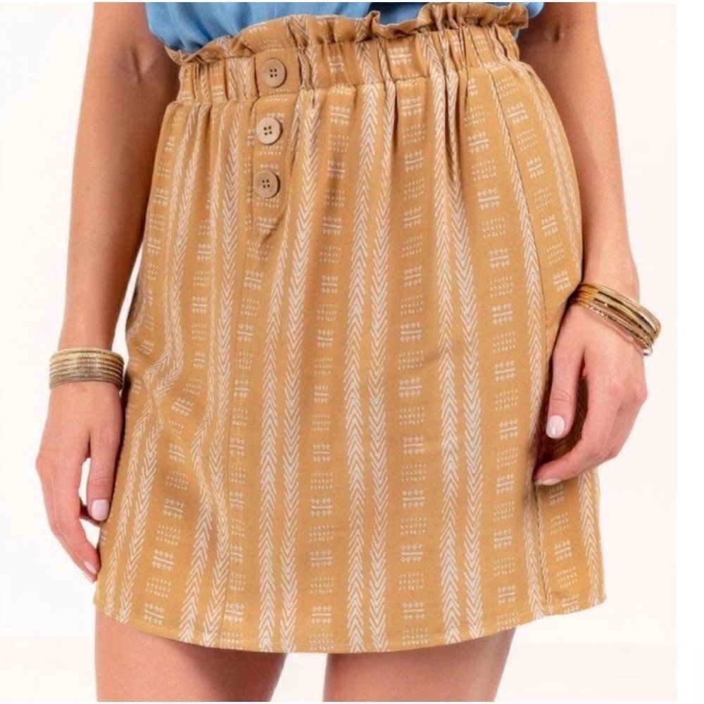 Harper Heritage francesca's Goldenrod Southwest Paperbag Waist Mini Skirt Medium